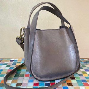 Cute grey leather cross shoulder handbag purse
